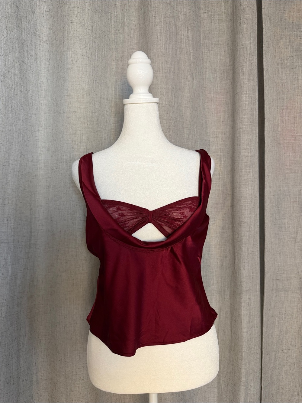 Lioness Burgundy Satin & Lace Camisole Tank